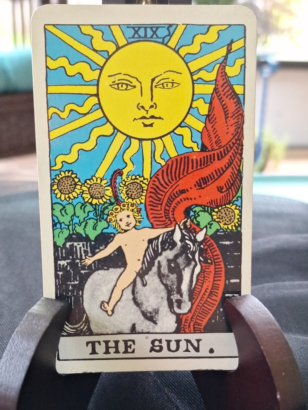 Vintage The Sun Tarot Card - Bright Yellow & Blue Design 4.75x2.75 Inches